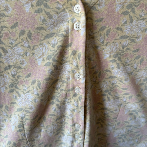 Vintage LL Bean Floral V-Neck Button Front Top - Yellow/Pink - Picture 7 of 8